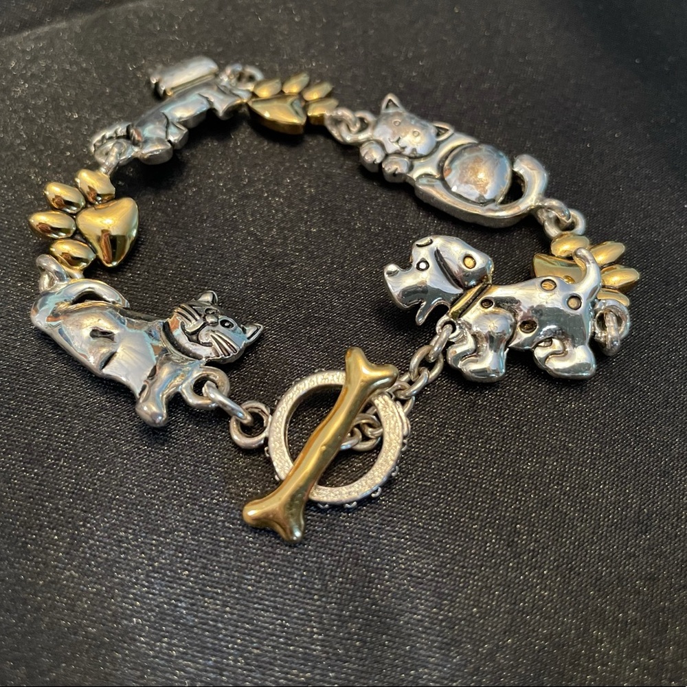 Premier Design Cat And Dog Gold/Silver Tone Bracelet